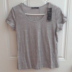 New! Silver Grey sequined top